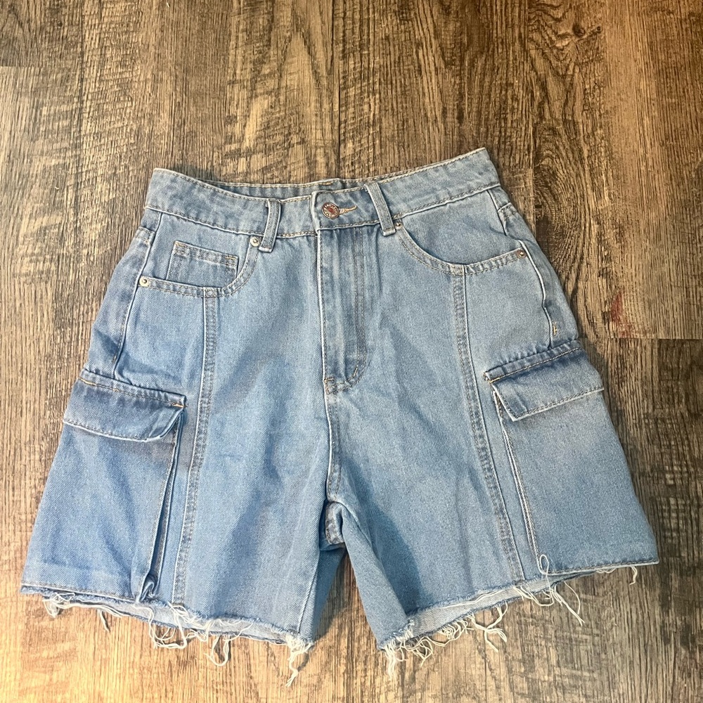 SHEIN Blue Denim Cargo Shorts